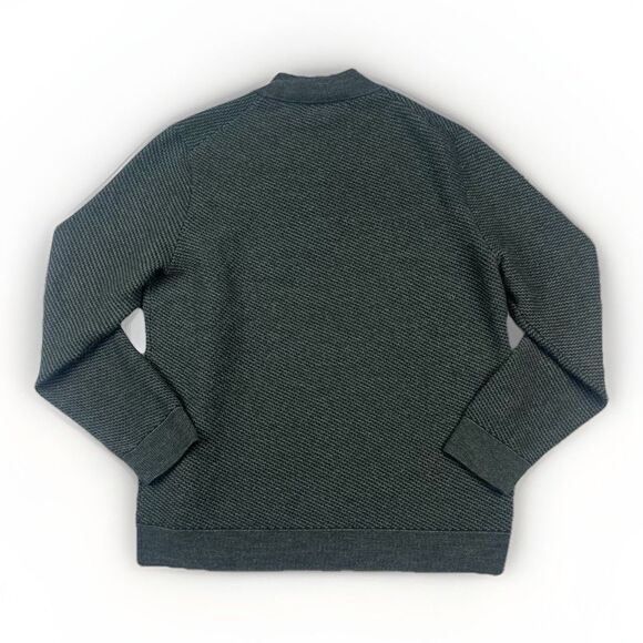 Joseph Abboud Mens L Gray Merino Wool Blend Quarter Zip Sweater Textured Knit - Picture 2 of 8